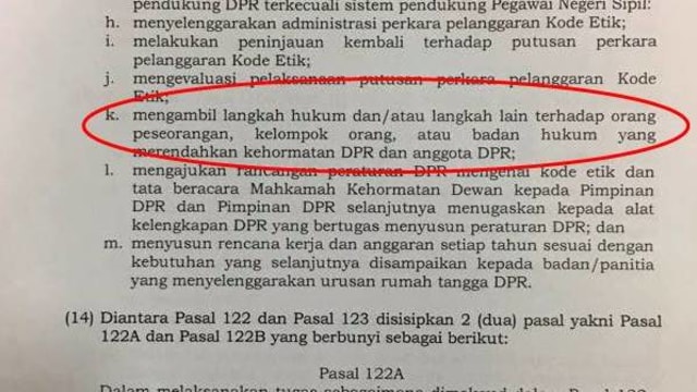 Ayat k Pasal 122 UU MD3 DPR. (Foto: Ferio Pristiawan/kumparan)
