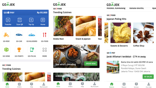 Tampilan baru halaman muka Go-Jek. (Foto: Aplikasi Go-Jek)