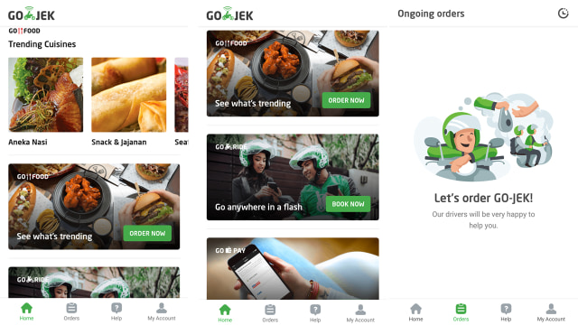 Tampilan baru halaman muka Go-Jek. (Foto: Aplikasi Go-Jek)