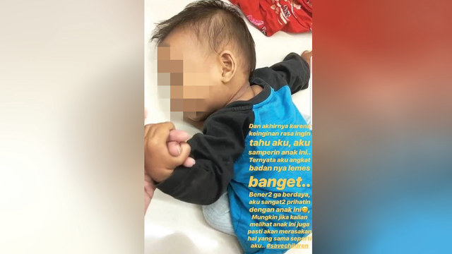 Bayi tergeletak di lantai Alfamart. (Foto: Facebook/Eris Riswandi)