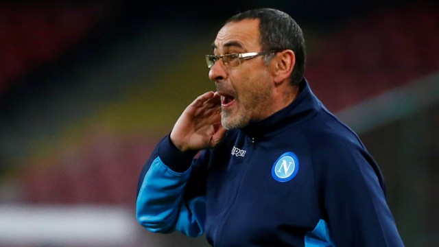 Sarri pada laga melawan RB Leipzig. (Foto: Reuters/Tony Gentile)