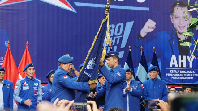 Pengukuhan AHY sebagai Komandan Kogasma Demokrat. (Foto: Puti Cinintya/kumparan)