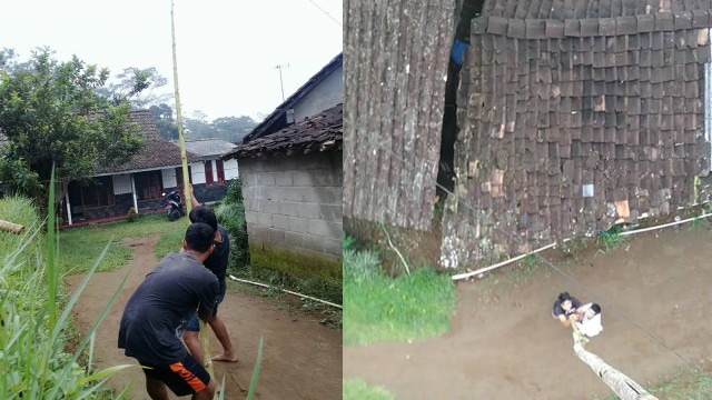 Selfie pakai bambu 20 meter (Foto: Facebook/Khoirul Anam)