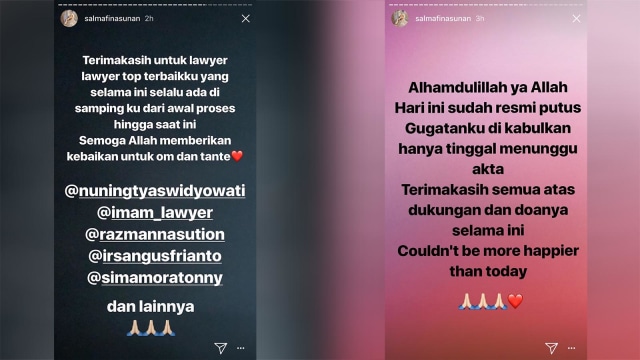 Instastory Salmafina (Foto: Instagram @salmafinasunan)