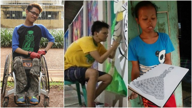 Difabel pandai melukis (Foto: Instagram@art_rodhi, Instagram/@riss_kei, Facebook/Fauzan Mukrim)