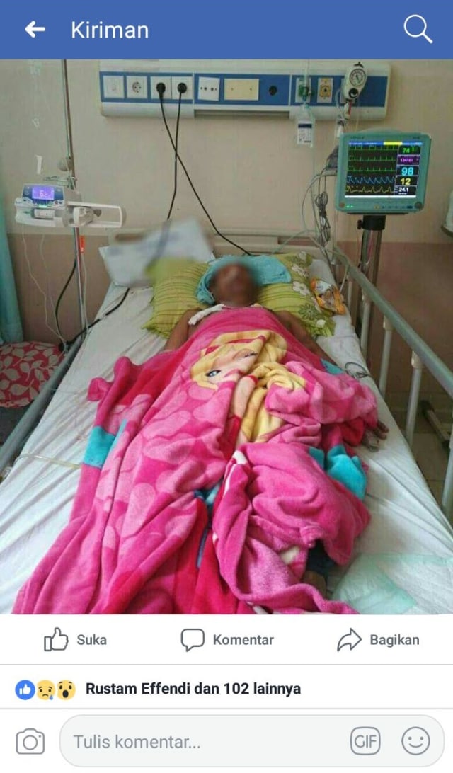Pasien koma diminta pulang oleh Rumah Sakit (Foto: Screenshoot Fcebook)