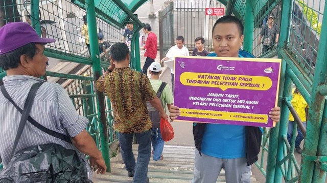 Kampanye tolak pelecehan seksual di kereta api. (Foto: Dok .PT KCJ)