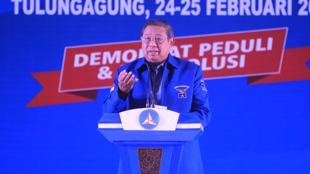 SBY di Rakerda Demokrat Jatim (Foto: ANTARA FOTO/Destyan Sujarwoko)