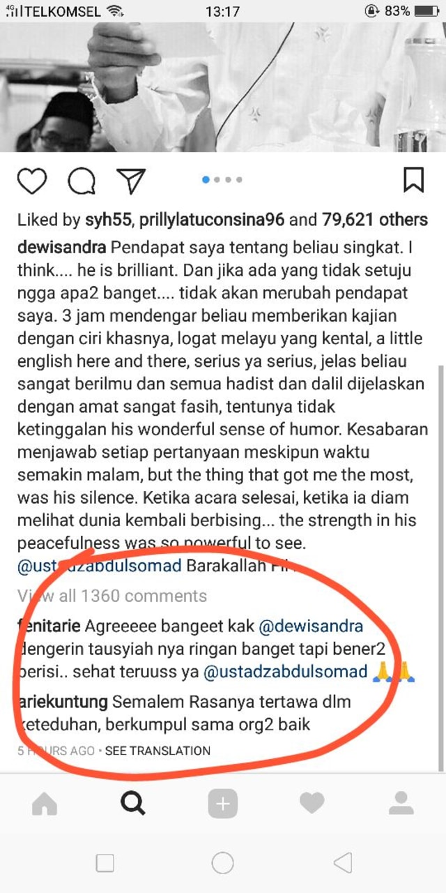 Komen Instagram Dewi Sandra (Foto: Instagram @dewisandra)