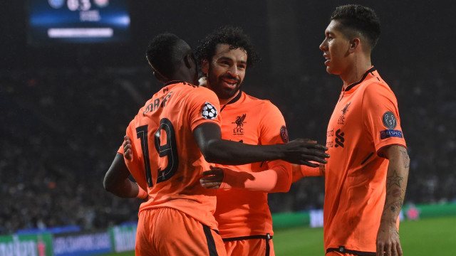 Mane, Salah, dan Firmino di Liga Champions. (Foto: Francisco Leong/AFP)