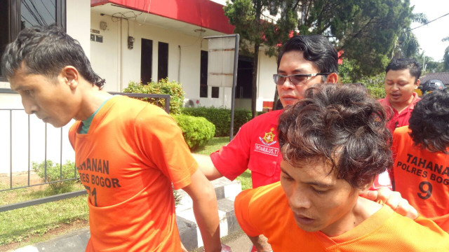 Rilis pembunuhan Justinus Sinaga di Polres Bogor. (Foto: Ainul Qalbi/kumparan)