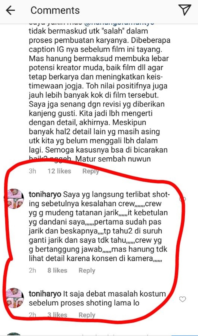Komentar netizen di akun GKR Bendara. (Foto: Instagram @gkrbendara)