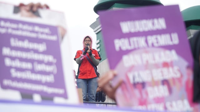 Parade juang perempuan Indonesia. (Foto: Nugroho Sejati/kumparan)