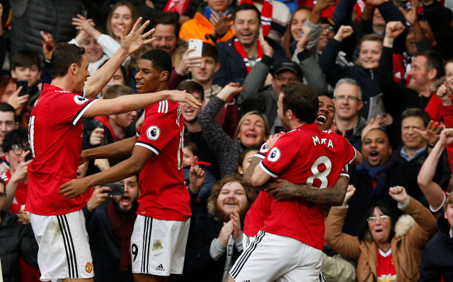 Selebrasi pemain United. (Foto: REUTERS/Andrew Yates)