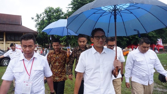 Sandiaga Uno di HUT Partai Gerindra. (Foto: Fitra Andrianto/kumparan)