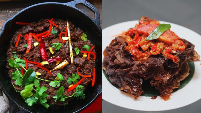 Makanan khas Padang. (Foto: Instagram @bhawna_sj & @godzillatummy)