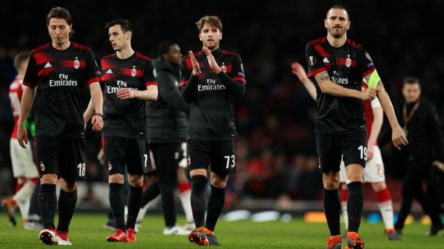 Milan saat dikalahkan Arsenal pada ajang Liga Europa. (Foto: Reuters/John Sibley)