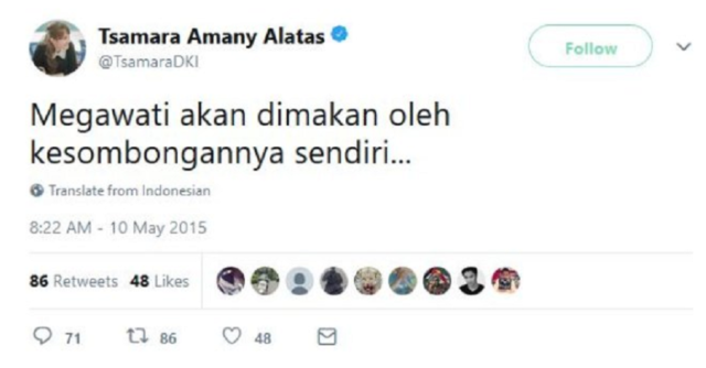 Screenshoot twit Tsamara yang viral (Foto: Istimewa)