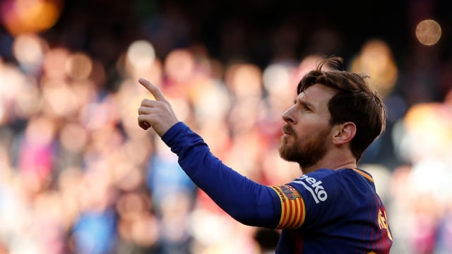Messi merayakan gol ke gawang Athletic. (Foto: Reuters/Albert Gea)