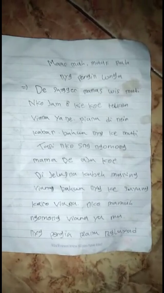 Surat yang Ditulis Remaja Brebes sebelum Gantung Diri (1)