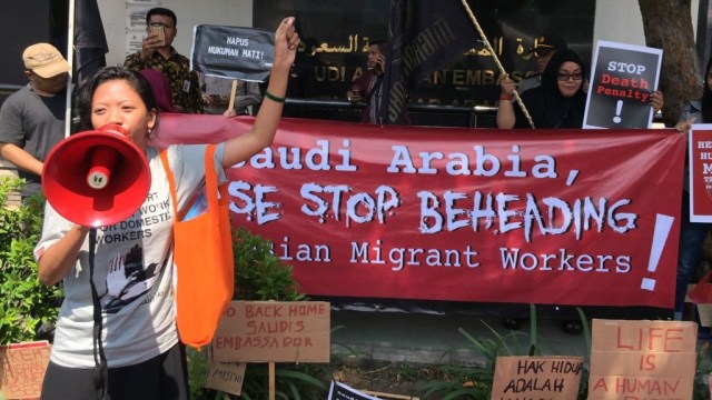 Demonstrasi di depan Kedubes Arab Saudi (Foto: Fachrul Irwinsyah/kumparan)