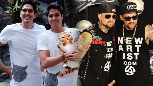 Marcel-Mischa dan Benji-Joel Madden. (Foto: AFP/Frederic J. Brown; Instagram @marcelchandra)