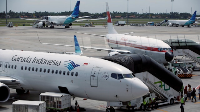 Ilustrasi pesawat Garuda Indonesia. Foto: Reuters/Darren Whiteside