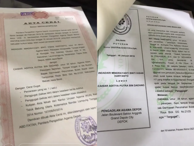 Kebahagian Caisar saat dapat Akta Cerai. (Foto: Instagram @caisar_yang_belomsempurna)
