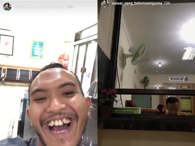 Kebahagian Caisar saat dapat Akta Cerai. (Foto: Instagram @caisar_yang_belomsempurna)
