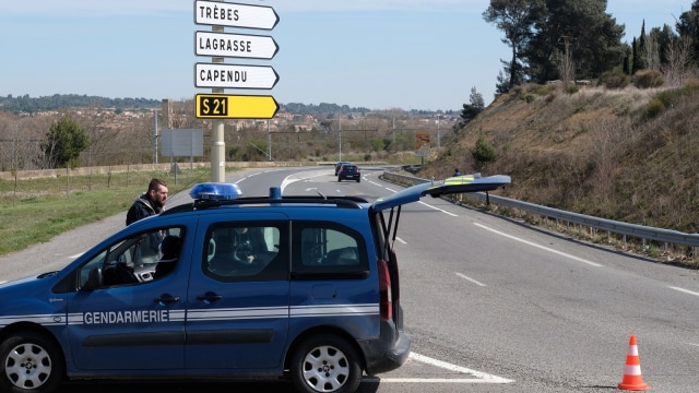 Penyanderaan di Trebes, Prancis. (Foto: AFP/Eric Cabanis)