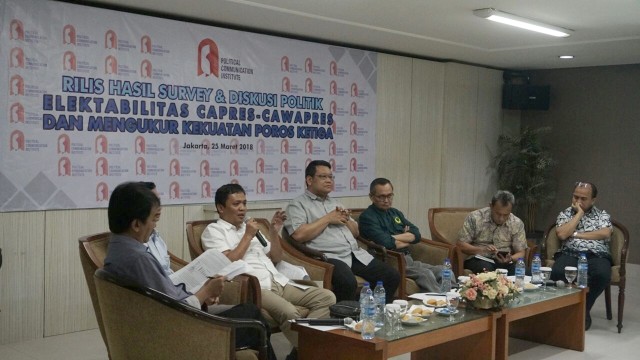 Rilis srvey dan diskusi Politik PolcoMM Institute. (Foto: Iqbal Firdaus/kumparan)