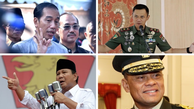 Capres dan Cawapres 2019. (Foto: Dok. Biro Setpres, instagram/@agusyudhoyono, AFP PHOTO / Adek Berry, AP/Achmad Ibrahim)