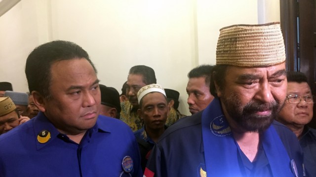Surya Paloh dan Rahmat Gobel. (Foto: Mirsan Simamora/kumparan)