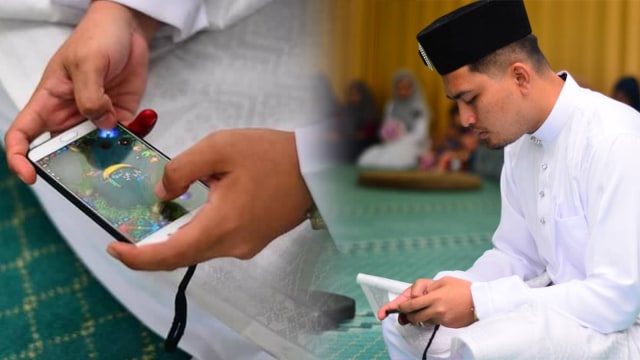 Bermain Mobile Legends menjelang akad. (Foto: Dok. Rudy Aqsara)