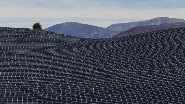 Panel Surya PLTS di Arab Saudi (Foto: Reuters/Jean Paul-Pelissier)