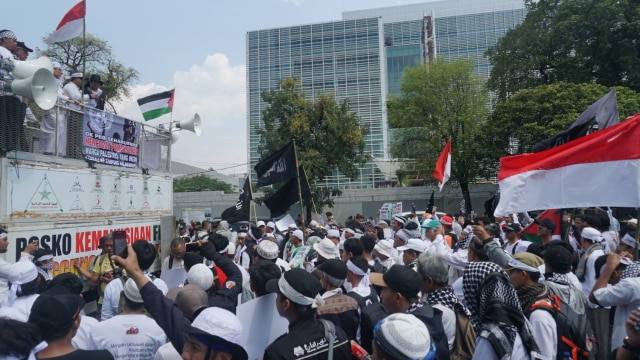 Aksi dukung Great Return March Palestina. (Foto: Nugroho Sejati/kumparan)
