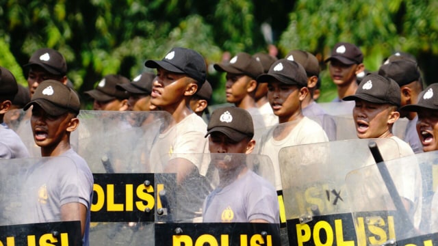 Calon taruna Akpol latihan di kawasan Monas (Foto: Helmi Afandi Abdullah/kumparan)