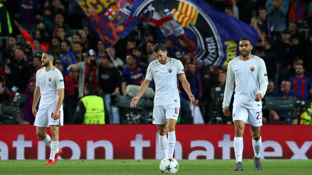 Roma kalah 1-4 dari Barcelona. (Foto: REUTERS/Albert Gea)
