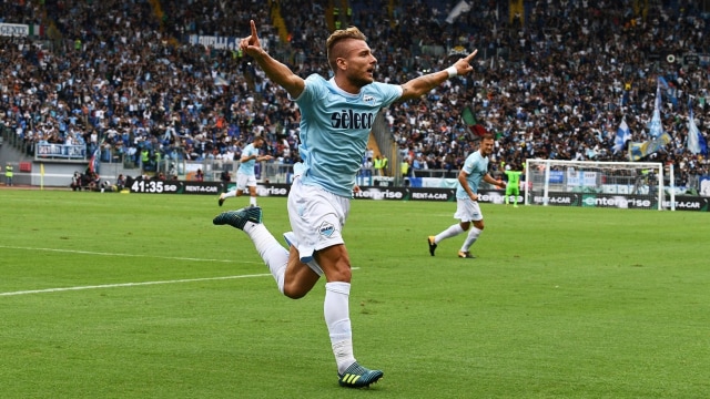 Immobile melakukan selebrasi. (Foto: AFP/Vincenzo Pinto)