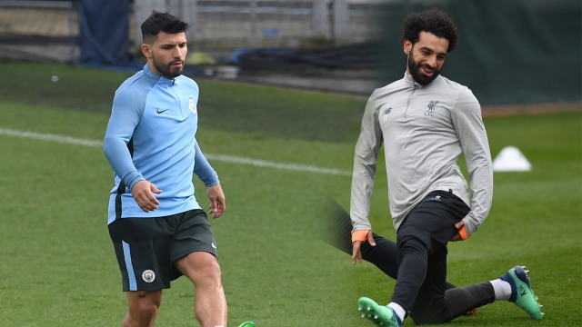 Sergio Aguero & Mohamed Salah (Foto: Paul ELLIS/AFP)