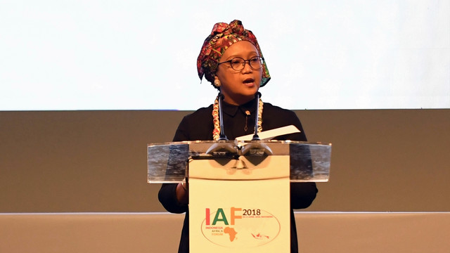 Retno Marsudi di Indonesia Africa Forum 2018. (Foto: iaf.kemlu.go.id)