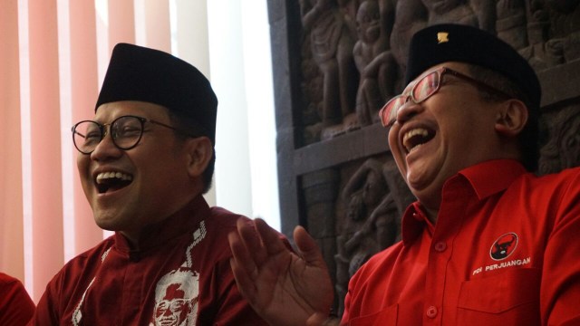 Cak Imin dan Hasto di DPP PKB (Foto: Jamal Ramadhan/kumparan)