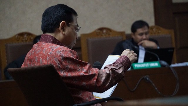 Sidang pledoi Setya Novanto (Foto: Fanny Kusumawardhani/kumparan)