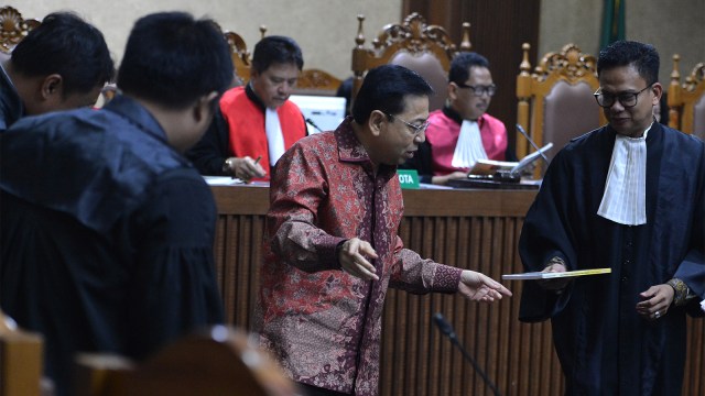 Setya Novanto jalani sidang Pledoi (Foto: ANTARA FOTO/Wahyu Putro A)