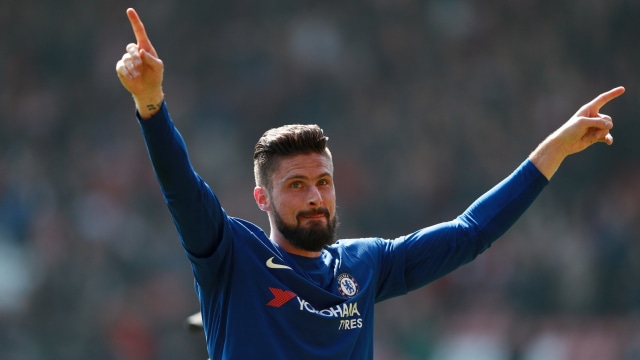Giroud merayakan gol. (Foto: Reuters / Ian Walton)