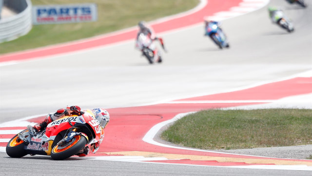 Aksi Marquez di GP Austin 2017. (Foto: AFP/Thomas B. Shea)