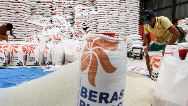 Persediaan beras Bulog (Foto: ANTARA FOTO/Rony Muharrman)