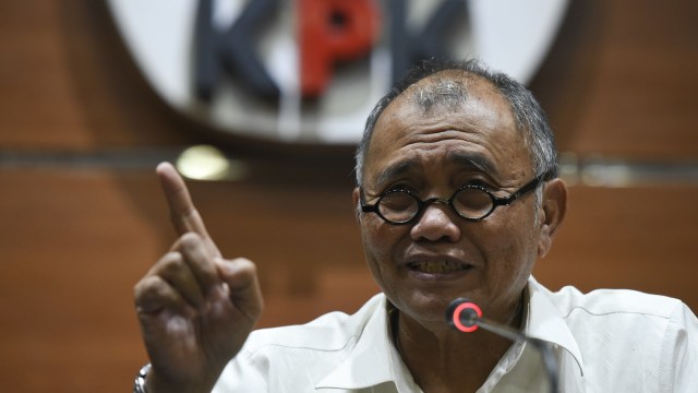 Agus Rahardjo saat penetapan tersangka baru di KPK (Foto: ANTARA FOTO/Hafidz Mubarak)