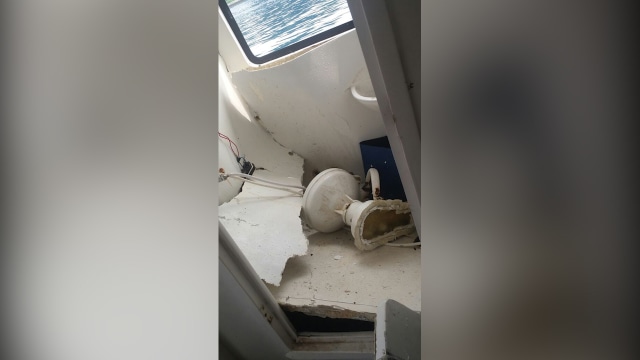 Kapal Dishub meledak di Kepulauan Seribu. (Foto: Dok. Damkar Jakarta Utara)