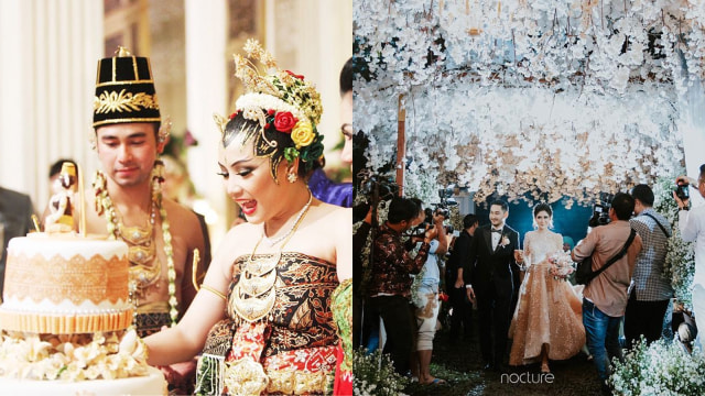 Proses resepsi Raffi-Gigi dan Syahnaz-Jeje. (Foto: Instagram @weddingtrendingupdate @nocture.co)